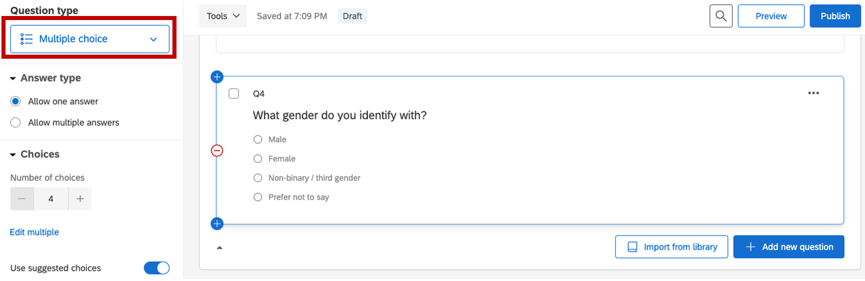 gender information, Qualtrics