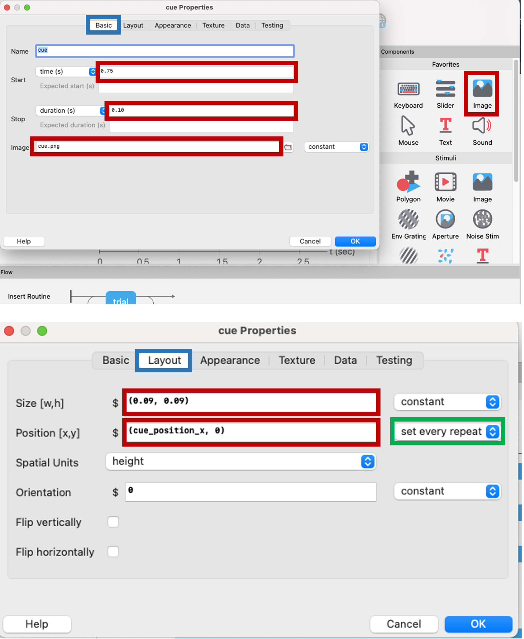 Cue image properties on builder.