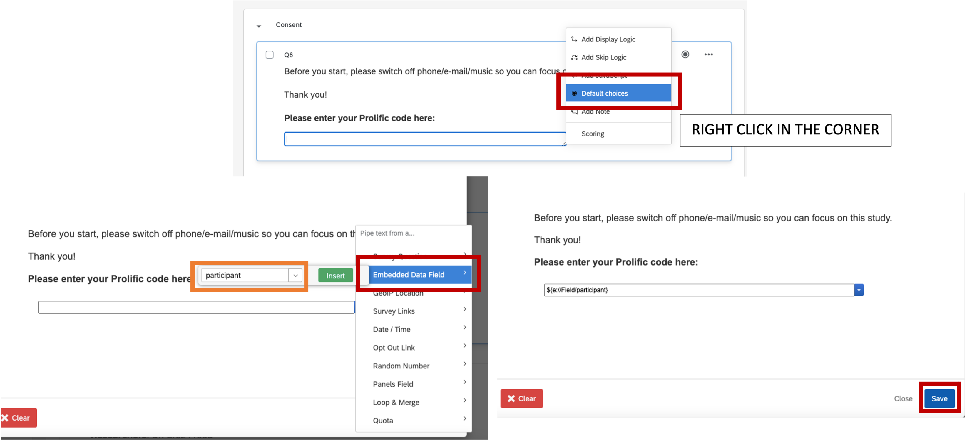 embedded data field, Qualtrics