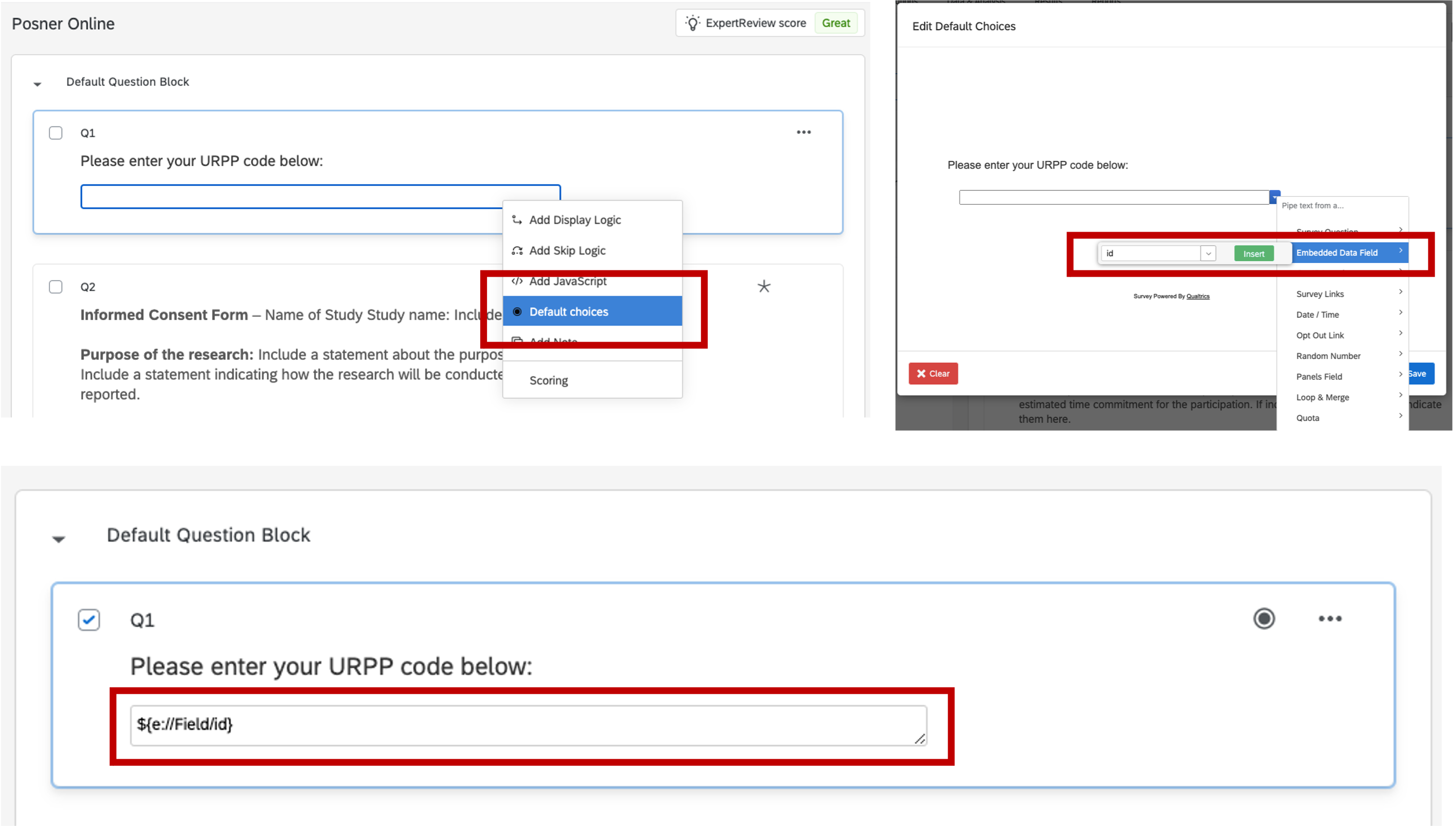 embedded data field, Qualtrics