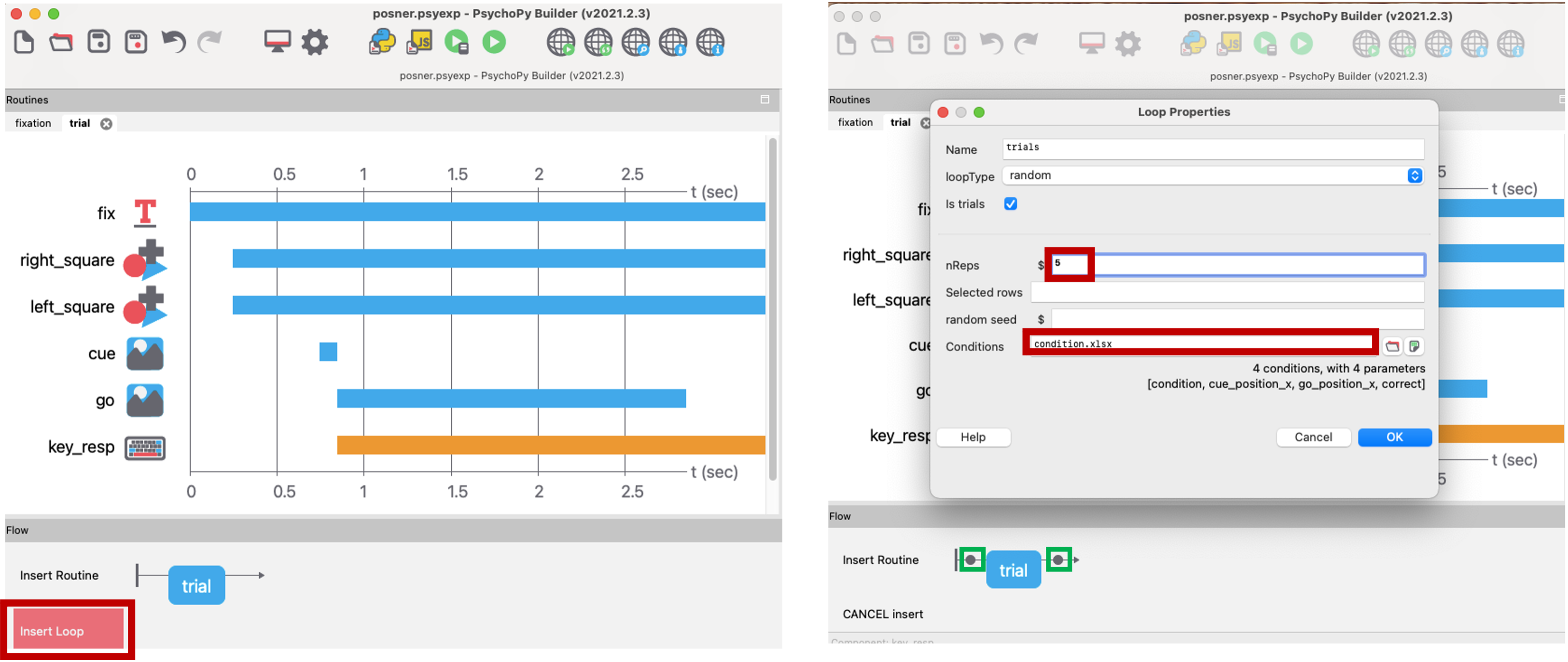 Routine flow and loop on builder .